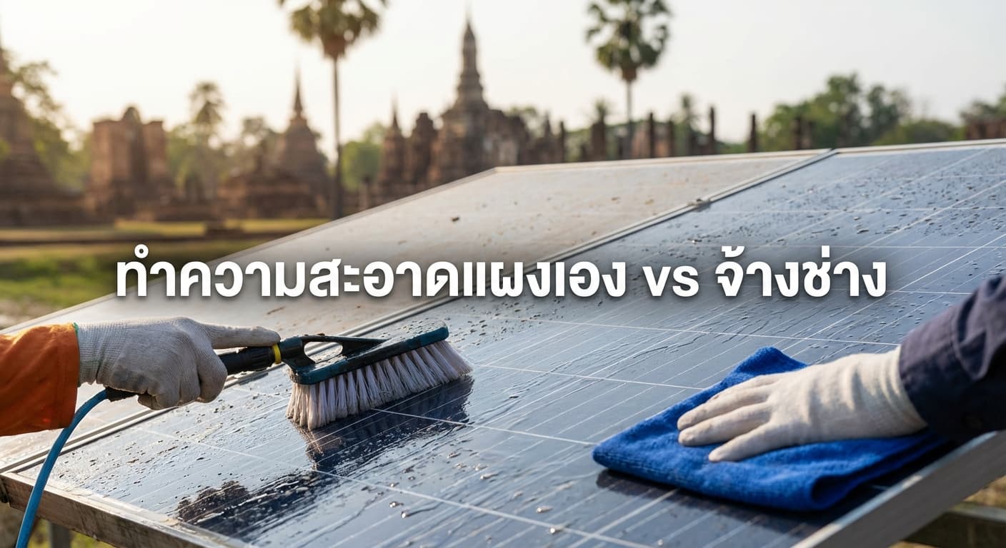ทำความสะอาดแผงโซล่าเซลล์เอง vs จ้างช่าง: คุ้มค่ากว่ากันในสุโขทัย?